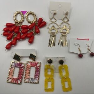 Elegant Red and Gold Teardrop Earrings